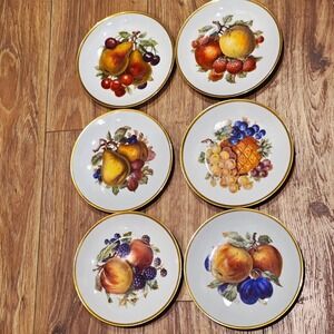 Vintage Bavarian Fruit Porcelain Dessert Salad Plates Set of 6